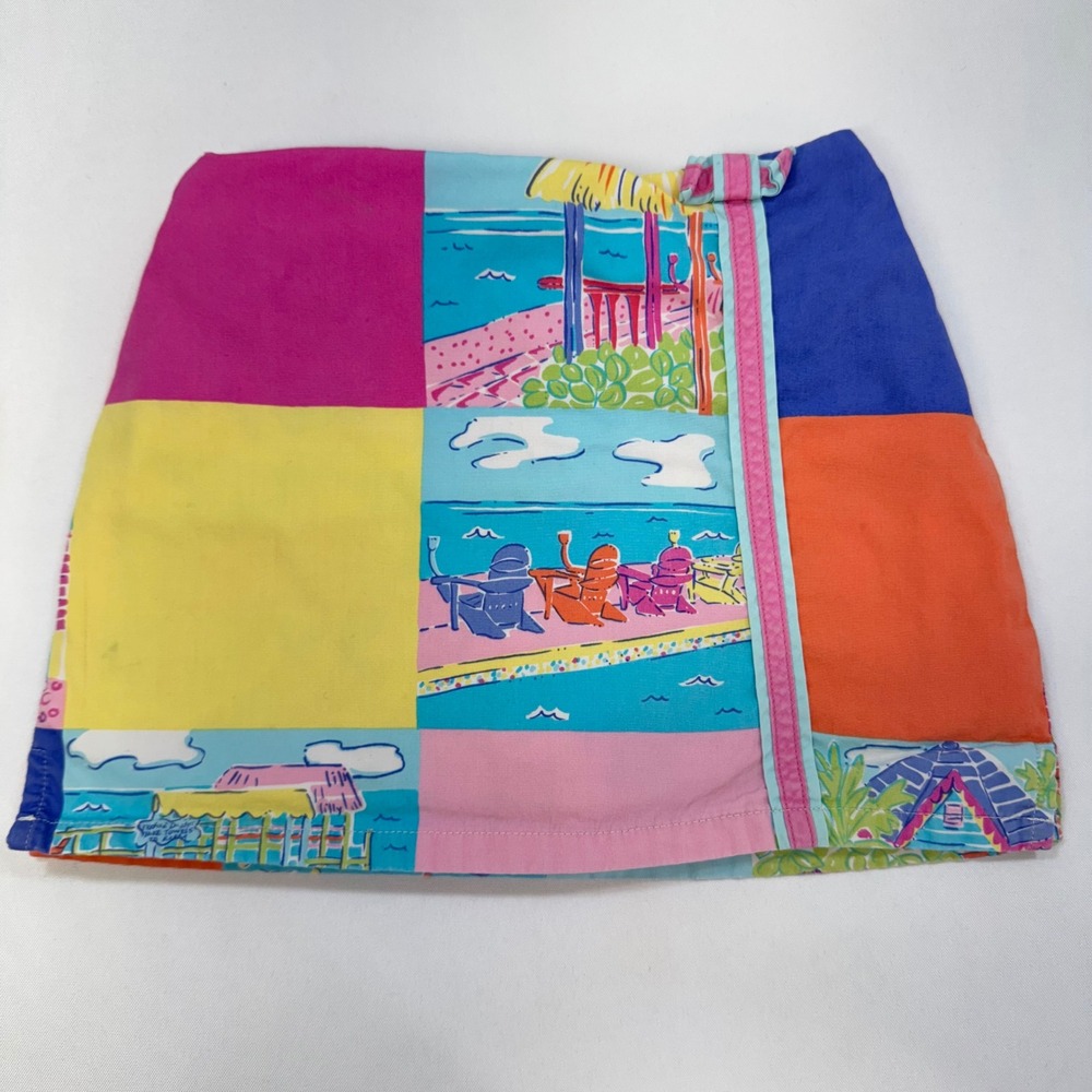 Lilly Pulitzer Beach Print Skort Girls 4 Multi Color Patchwork‎ Tropical